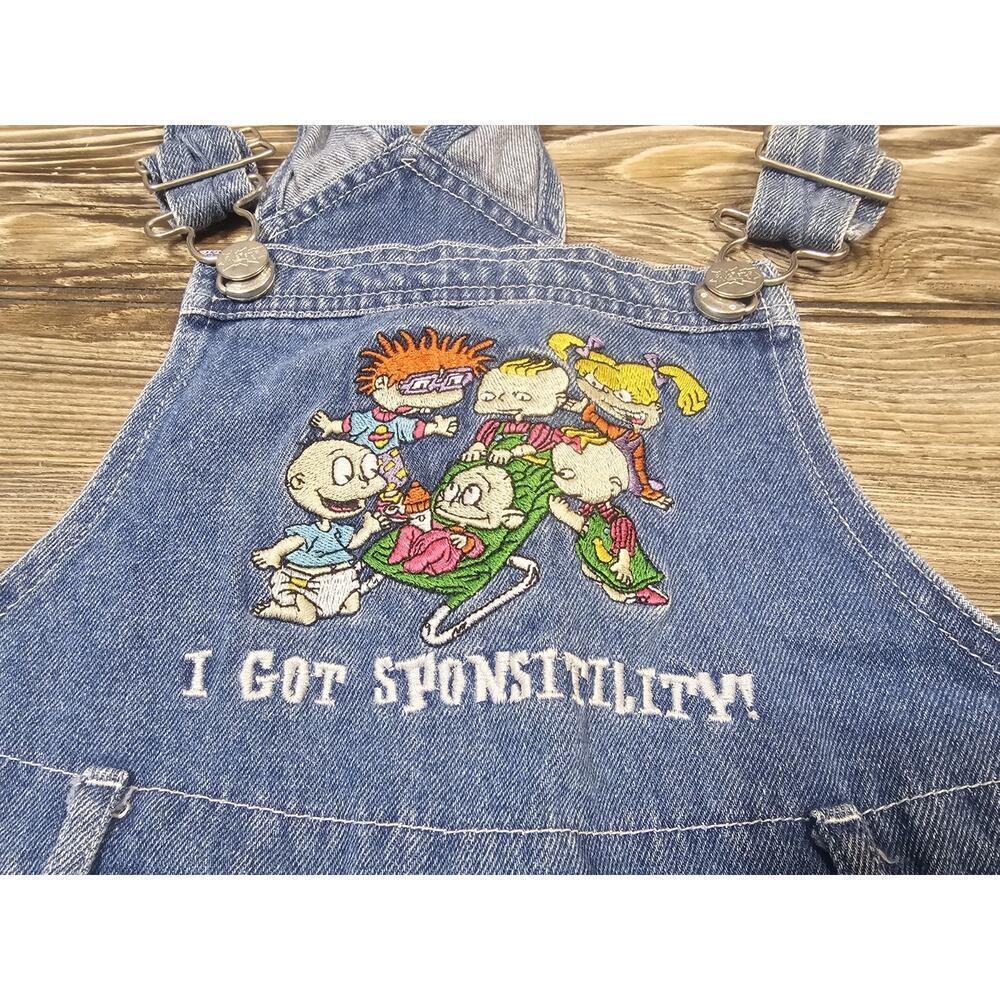 Vintage RUGRATS I Got Sponsitility Nickelodeon Children's 7/8 Denim Overalls - Picture 2 of 11
